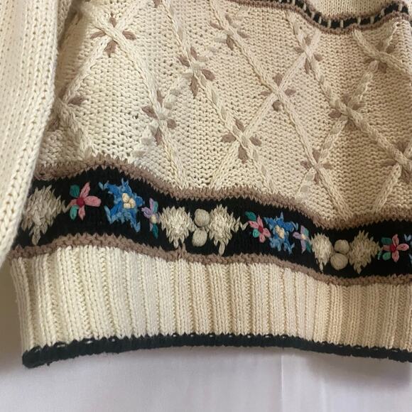 Vintage 80s Beldoch Popper Floral Heart Embroidered Sweater Romantic Grandmacore - Picture 8 of 8
